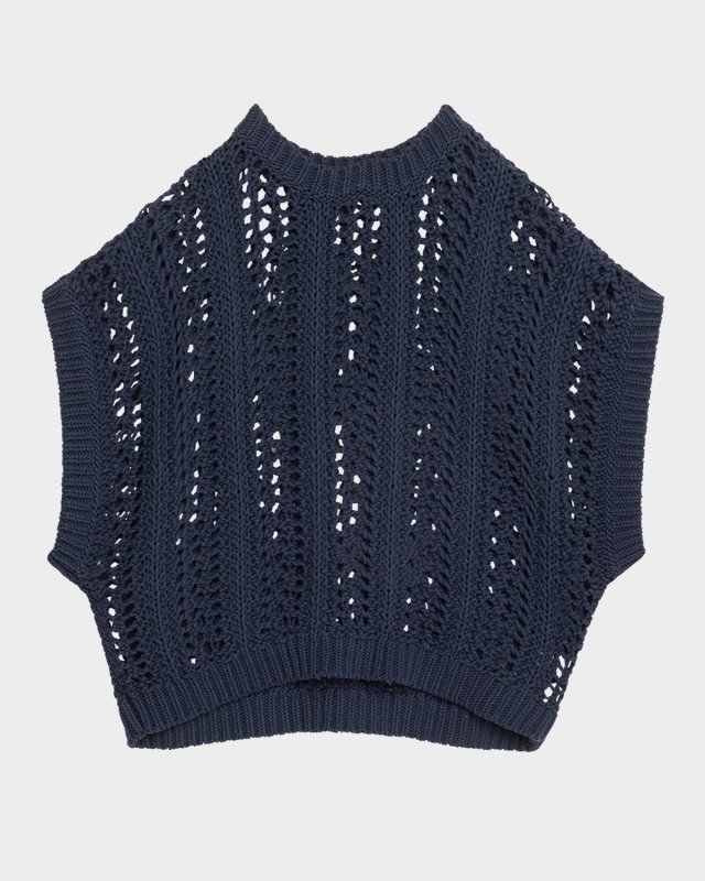 Short-Sleeve Cotton Springtime Net Knit Sweat